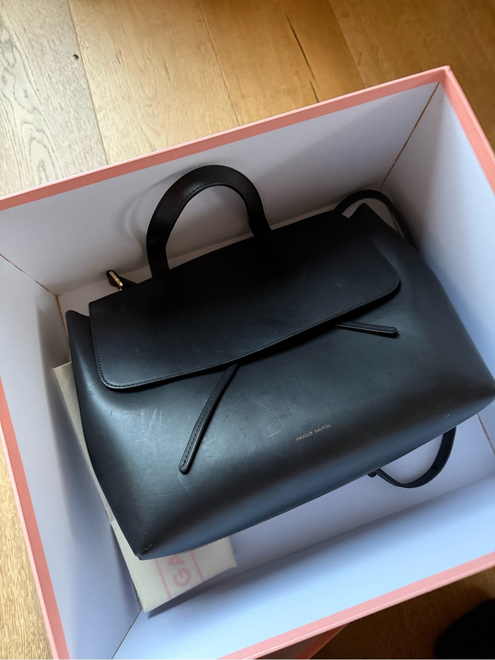 Mansur Gavriel Black Leather Top-Handle large lady bag